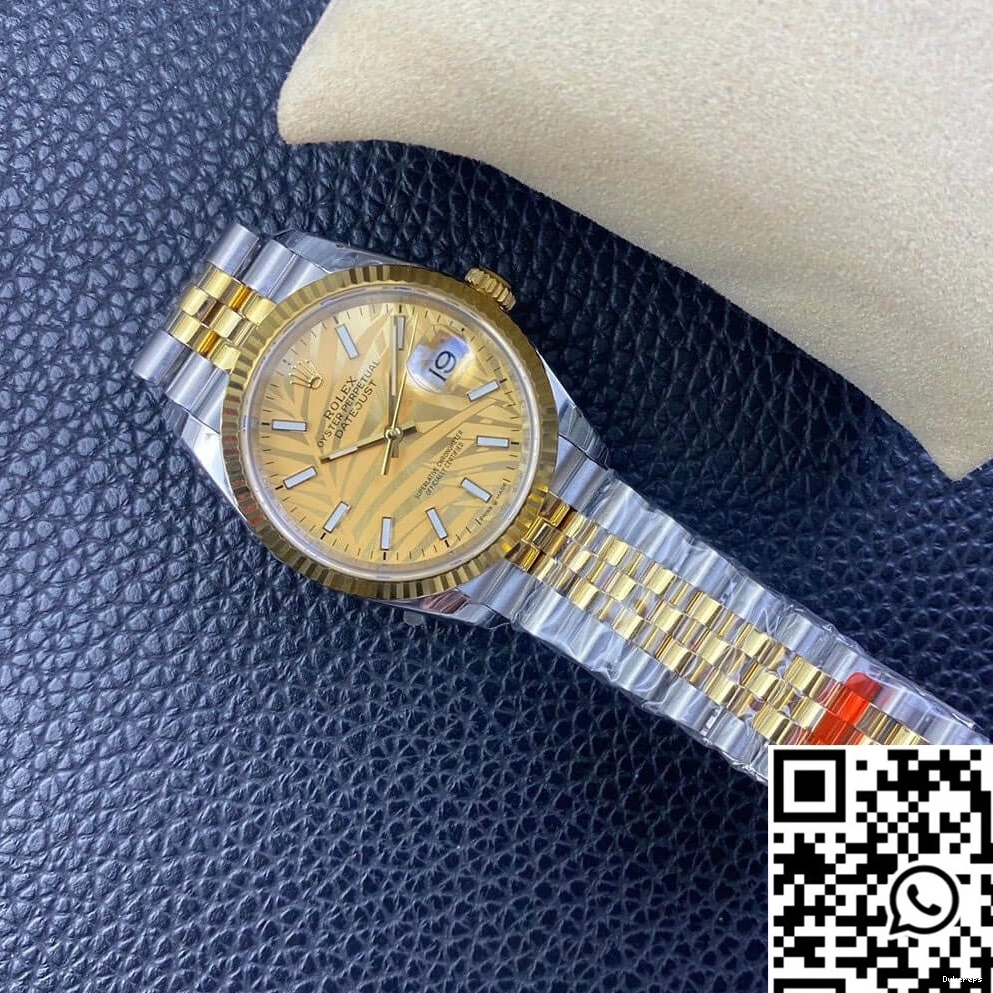 M126233-0037 Dial Datejust Factory Vibrant Golden Rolex EW Pattern Palm 703 Leaf 0810